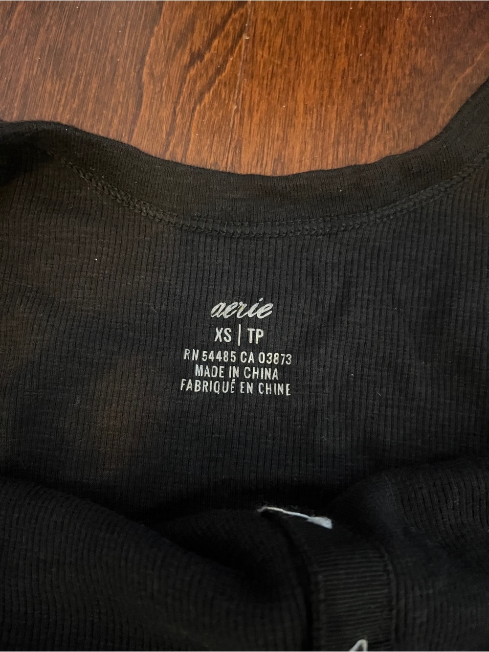 Aerie Black Ribbed Button-Front Tank Top - Picture 3 of 3